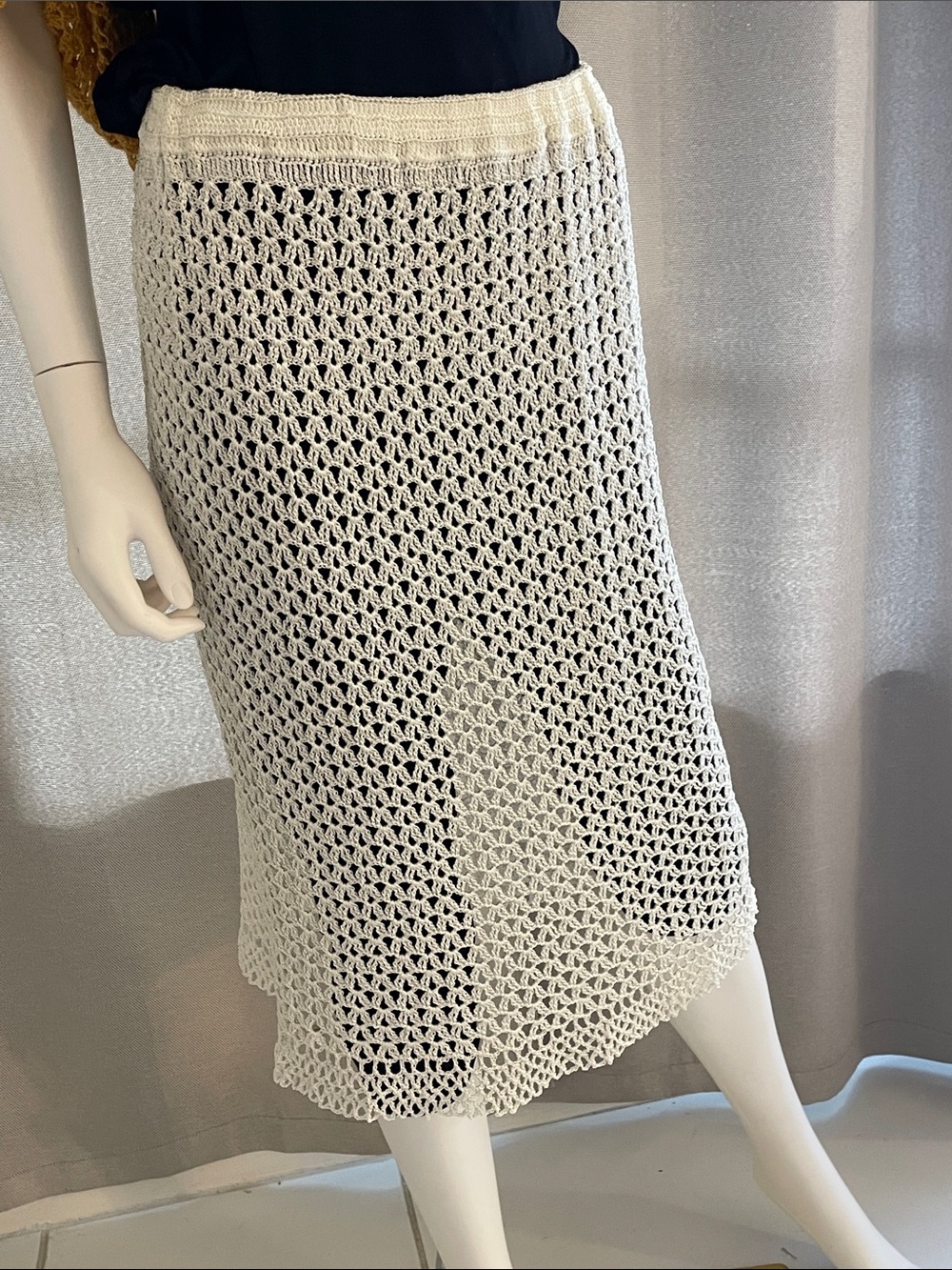 White Crochet Midi Skirt